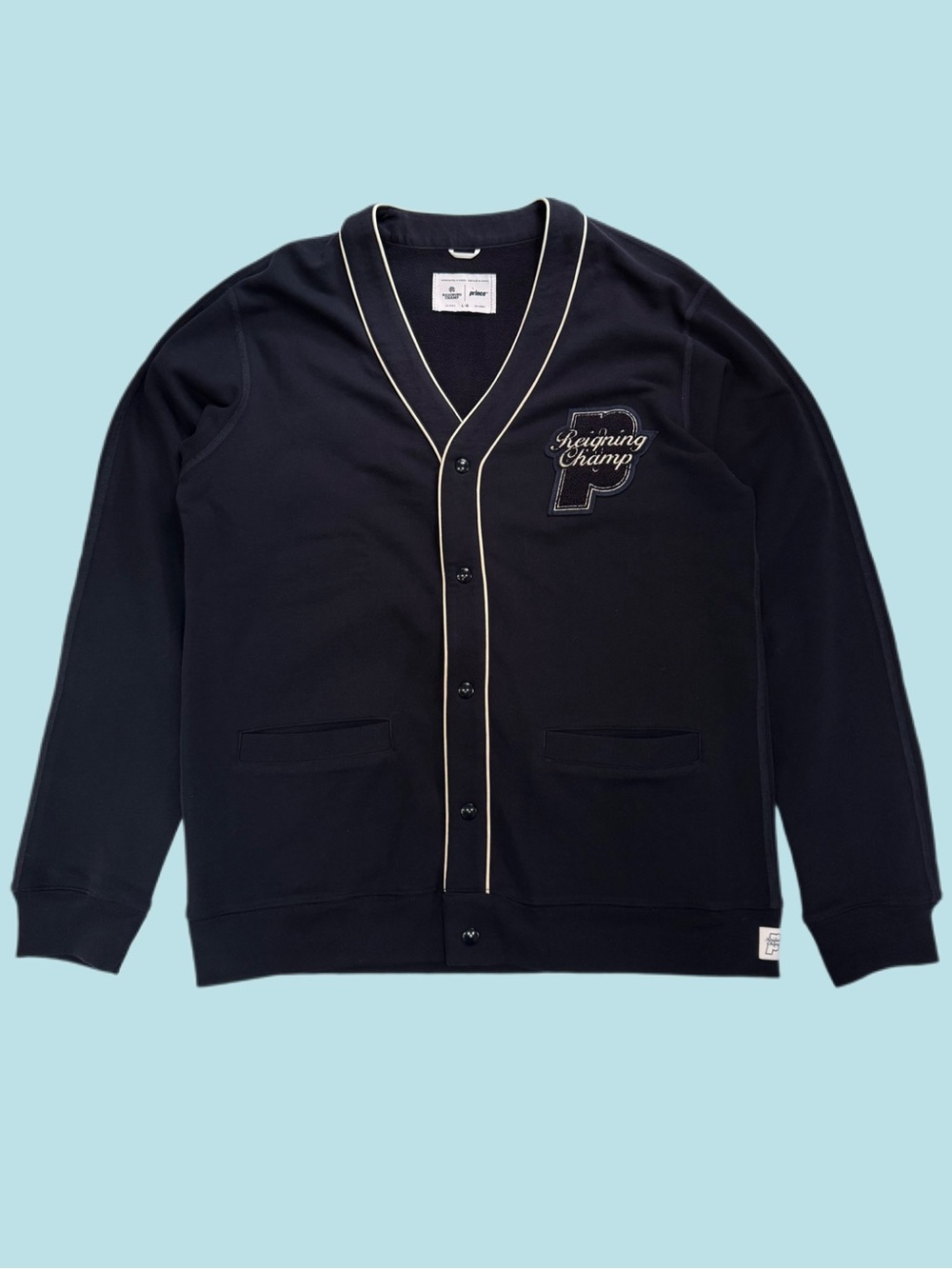 Reigning Champ x Prince Slim Fit Logo Appliquéd Piped Cotton Jersey Cardigan L